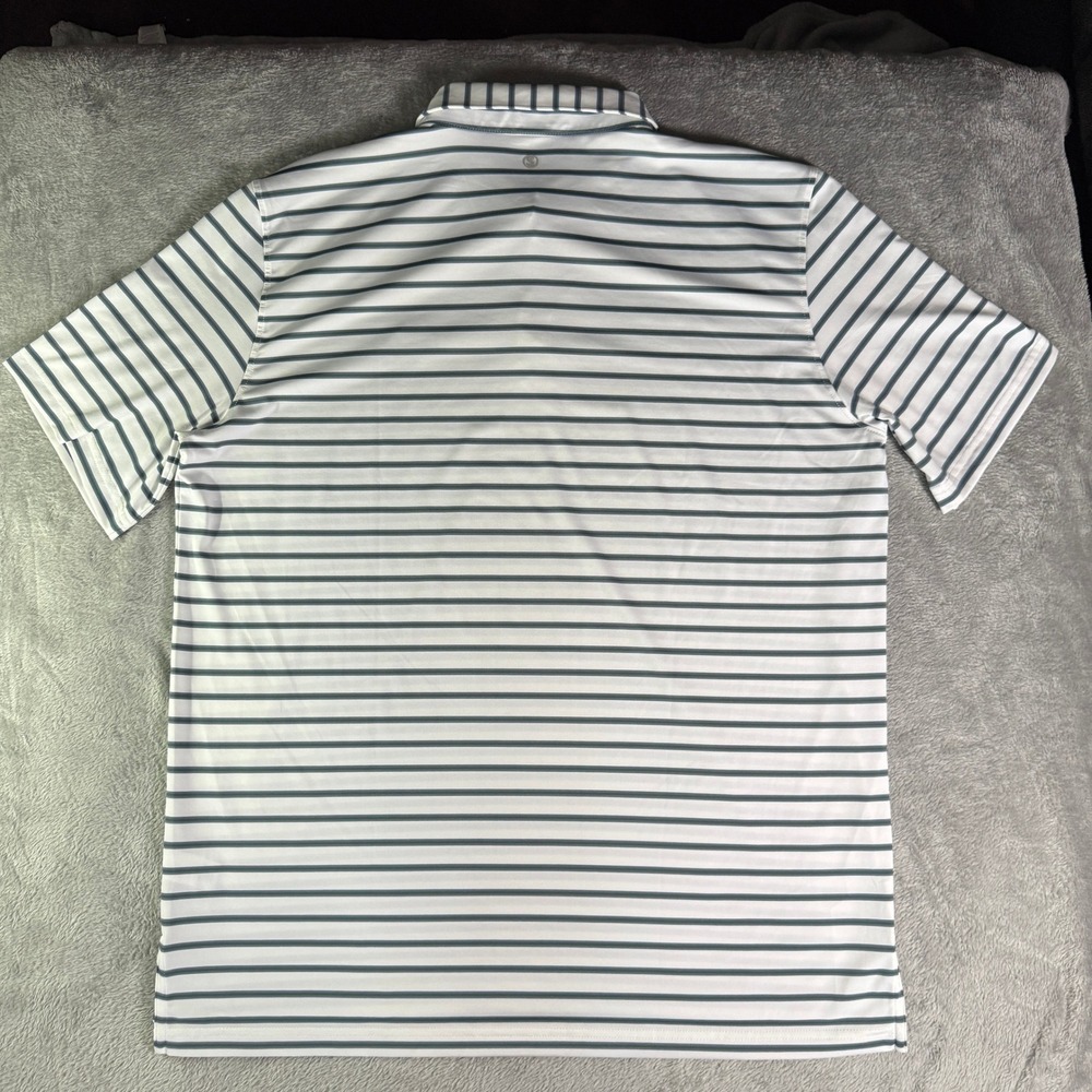Stitch Golf Logo Polo Shirt White Blue Stripe Performance XL - Picture 6 of 11